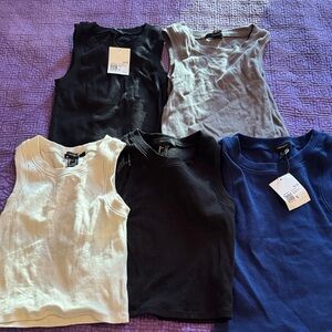 Forever 21 Sleeveless Tops - Black, Gray, White, Blue